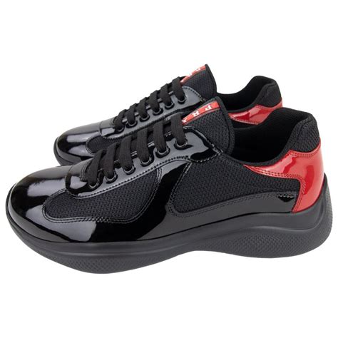 prada sneakers black and red|black Prada sneakers men.